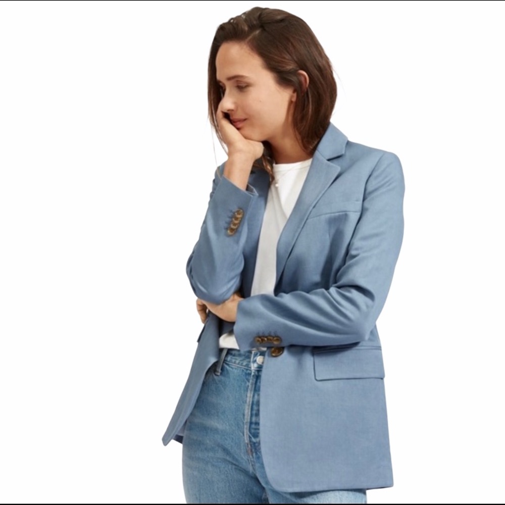 Everlane The Cotton-Linen Blazer Size 8 Blue - Picture 12 of 12